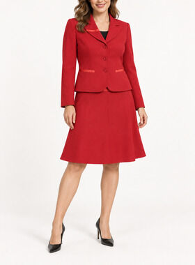 Vintage Bern and Mort Womens 10 Red 2Piece Skirt Suit Blazer A Line Career Retro